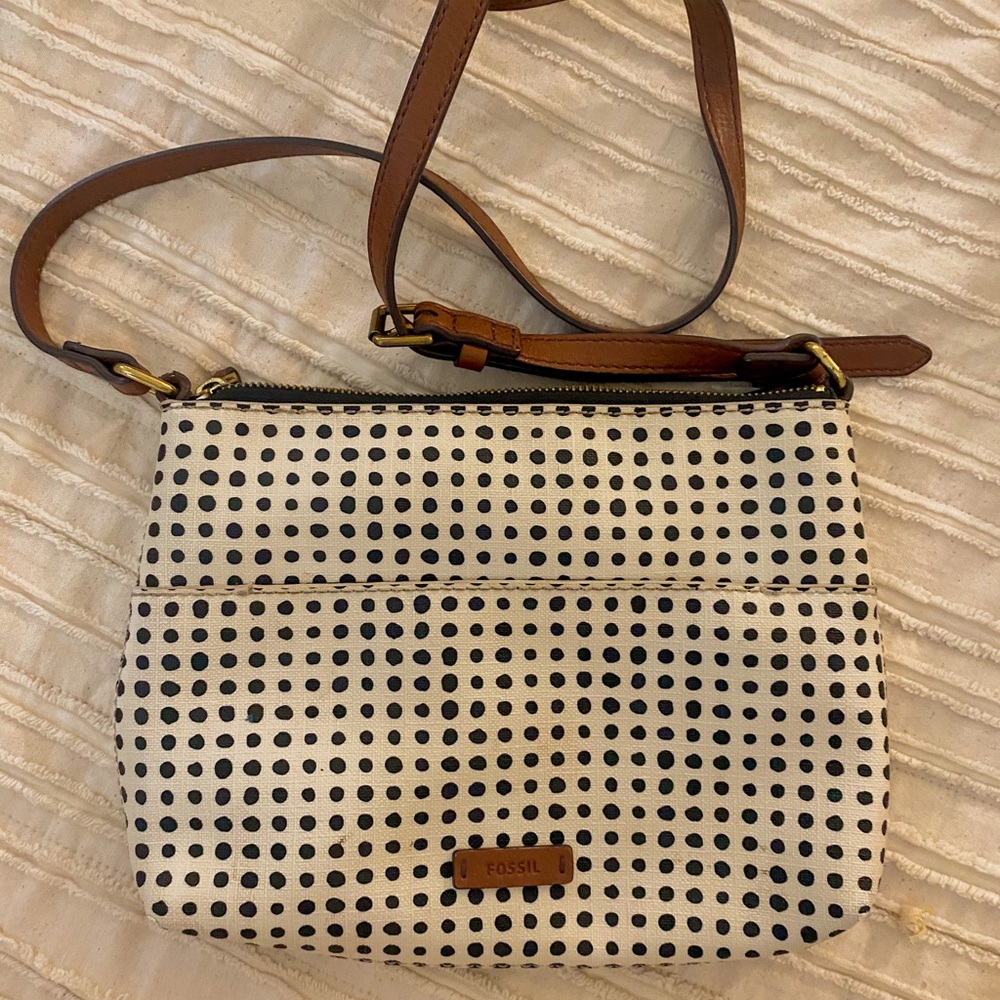 Fossil polka dot crossbody purse